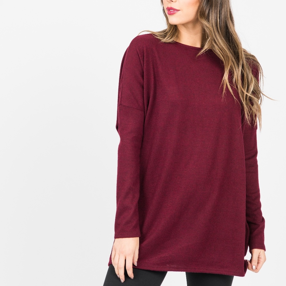 💰 FINAL SALE 💰Burgundy Boat Neck Tunic